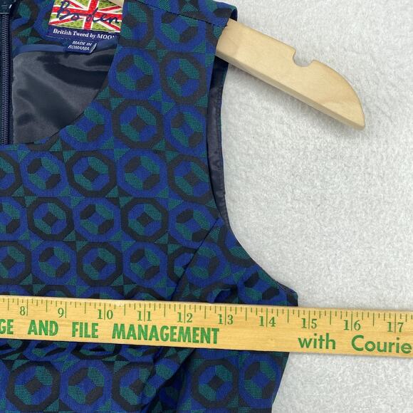 BODEN Dress 2 British Tweed by MOON Sheath Geometric Panel Sleeveless Blue - Picture 12 of 14